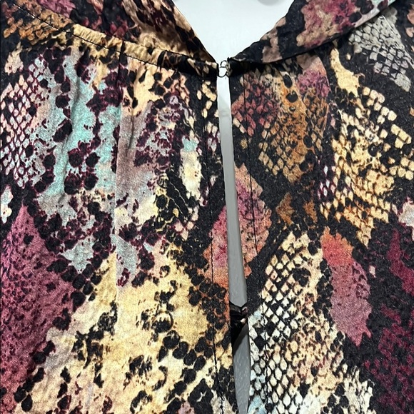 Rebecca Taylor Brown and Pink A-line V-neck Silk Snakeprint Dress Size 2 - Picture 4 of 9